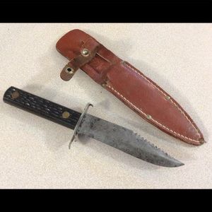 (1950s) Colonial Prov 9” knife leather scabbard